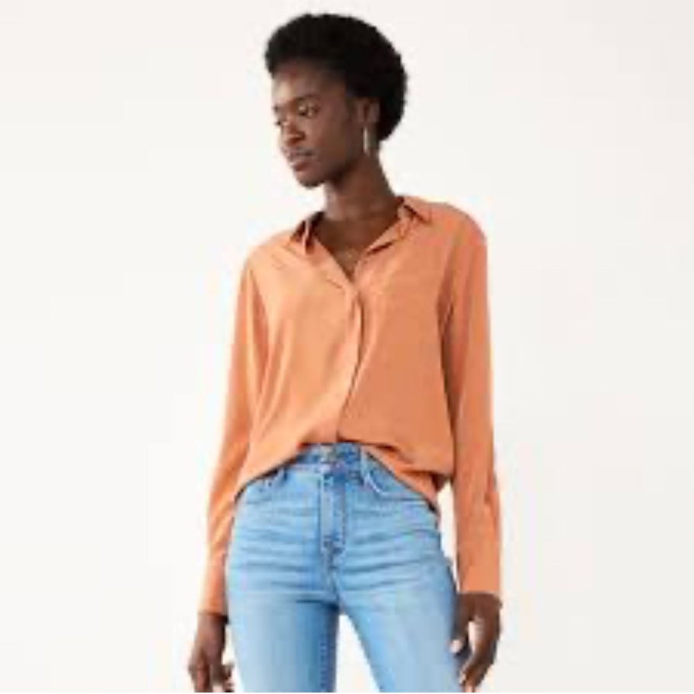 Nine West Women's Rust Button Down Shirt